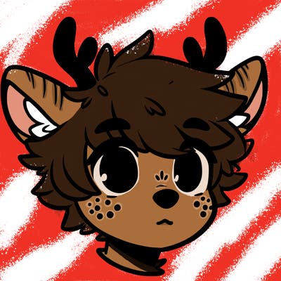 a humanoid deer with soft fluffy ears