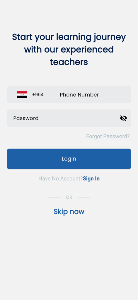 ZHYAR - Login page of the ZHYAR educational app for students showing phone number and password input fields.