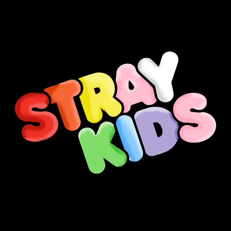 bubble letters saying stray kids