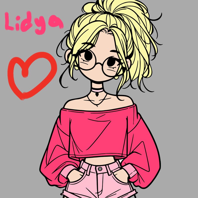 girl with a messy ponytail glasses a baggy crop top and jean shorts