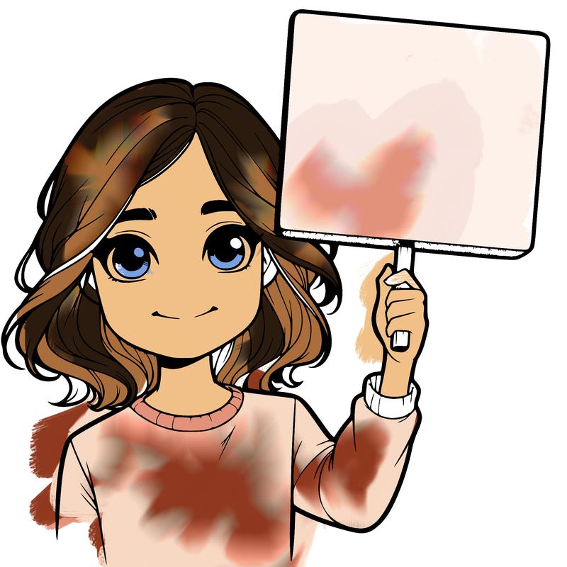 realistic girl holding up a sign