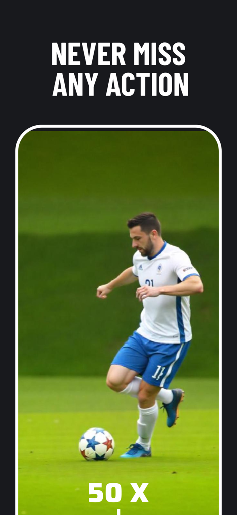 Binoculars : Telescope Zoom - サッカー選手を50倍ズームで表示している双眼鏡アプリ。