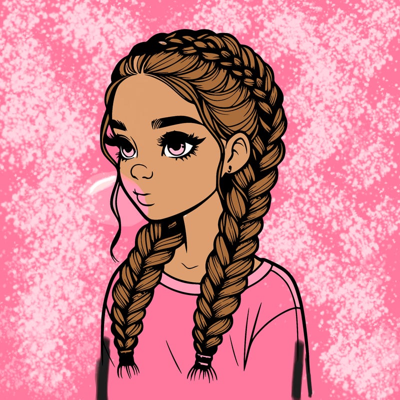 realistic girl with braids