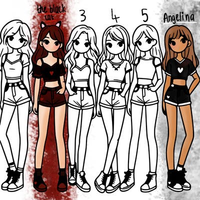 a group of girls wearing crop tops and shorts