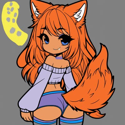 a girls with wolf ears and tail