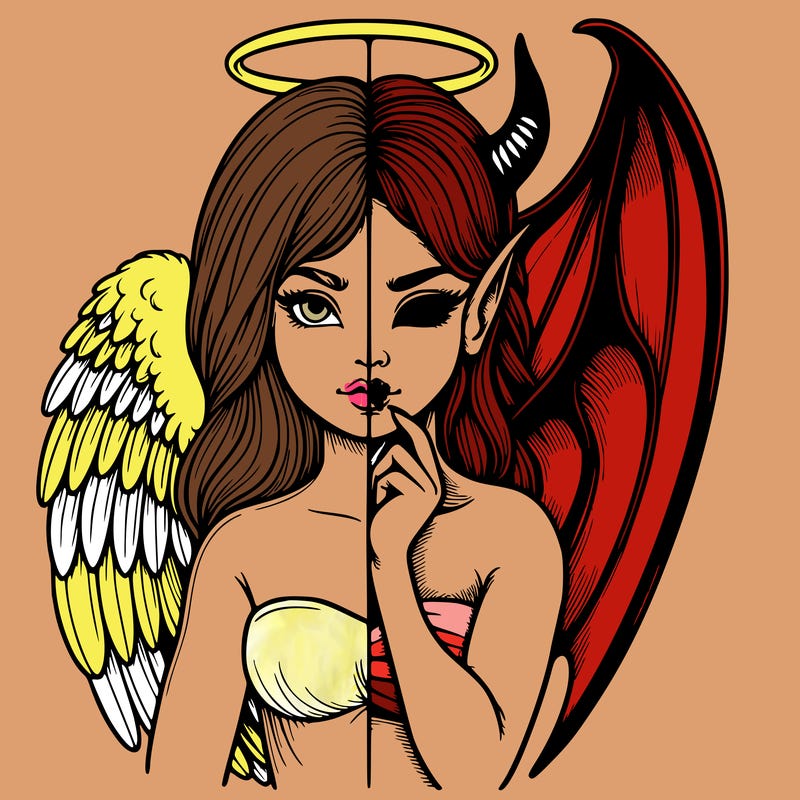 realistic angel half demon