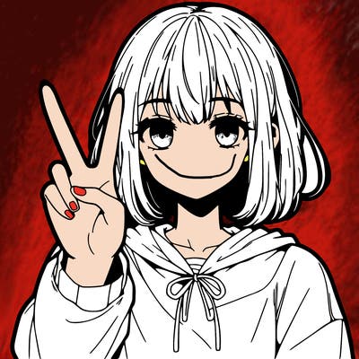 manga girl holding two fingers up