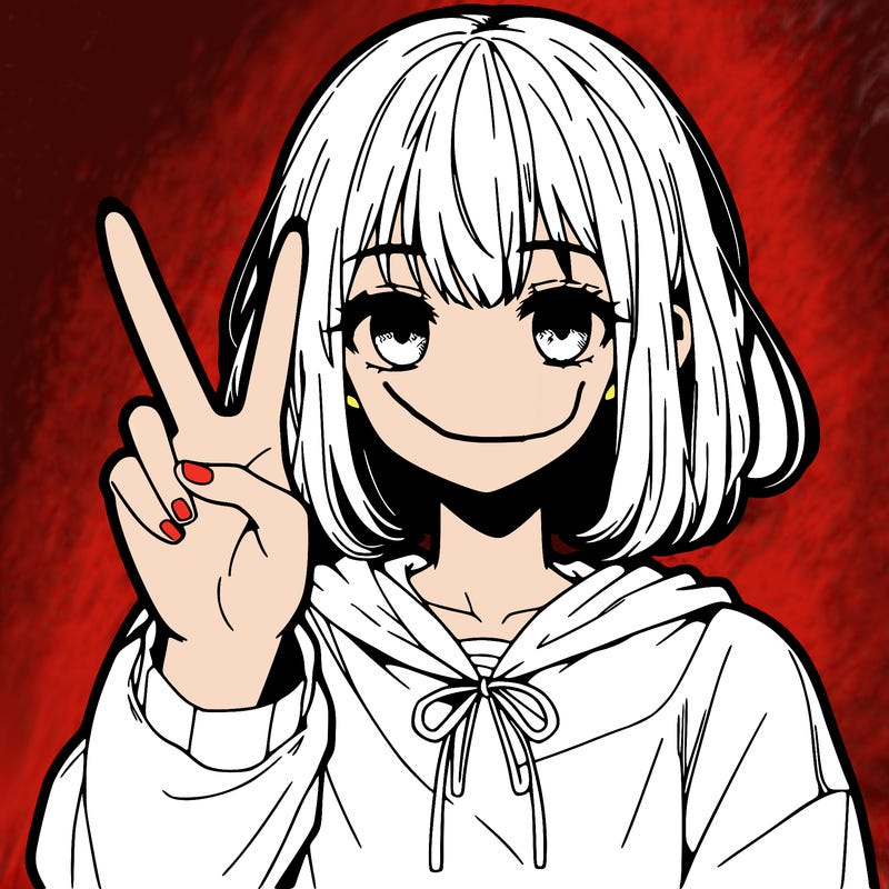 manga girl holding two fingers up