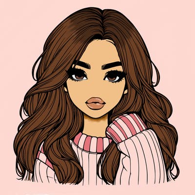 relistic girl with long hair and lips wearing sweater