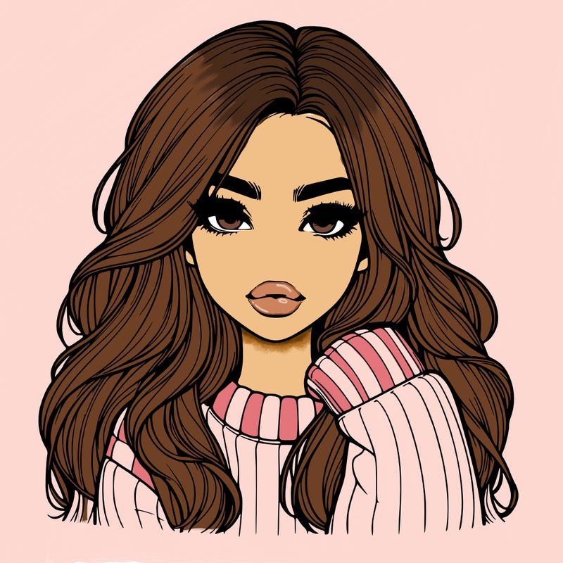 relistic girl with long hair and lips wearing sweater