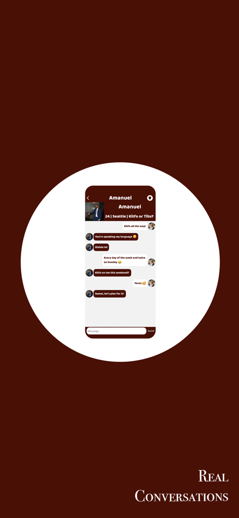 Konjo - Dating & Relationships - A chat interface on the Konjo dating app showing a real conversation between two users.