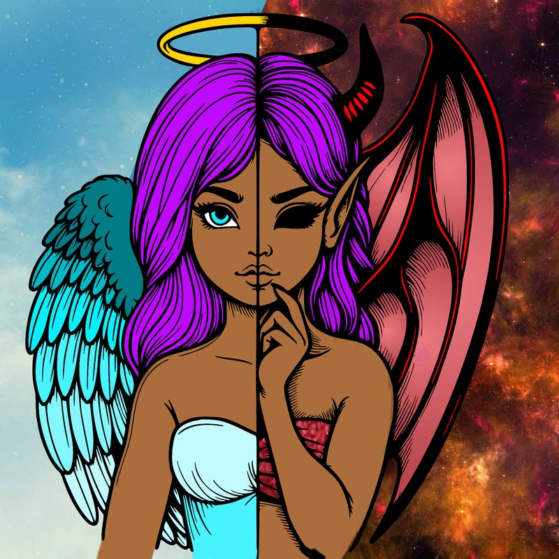 realistic angel half demon