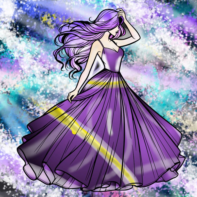 realistic woman with dress flowing in the wind