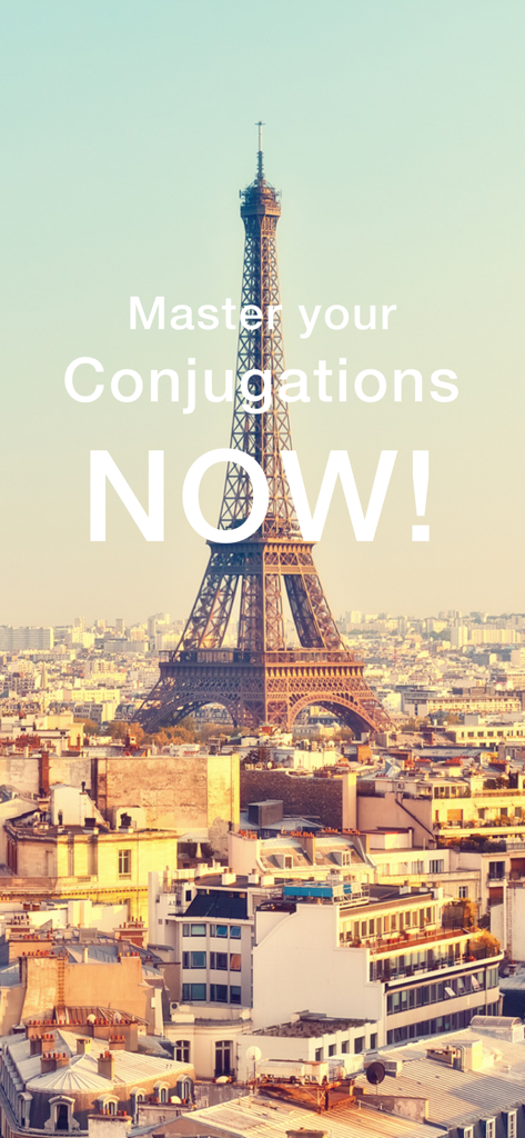 Conjuu - French Full Edition - Eiffel Tower in Paris with text Master your Conjugations NOW