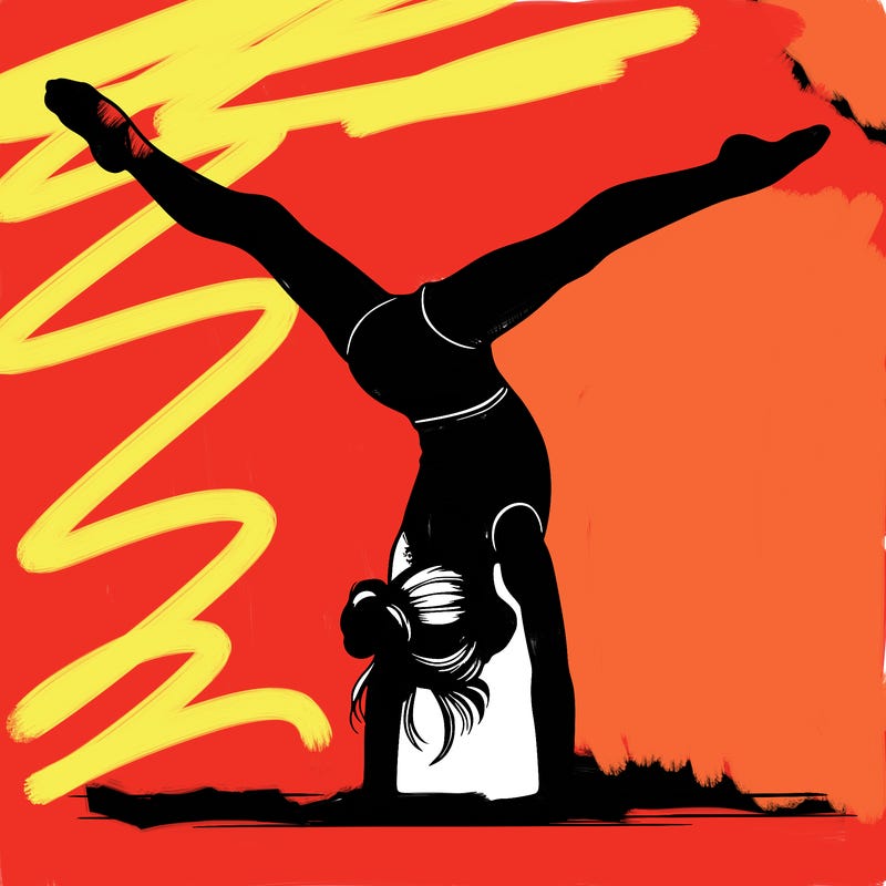 realistic gymnastic hand stand girl in four splits