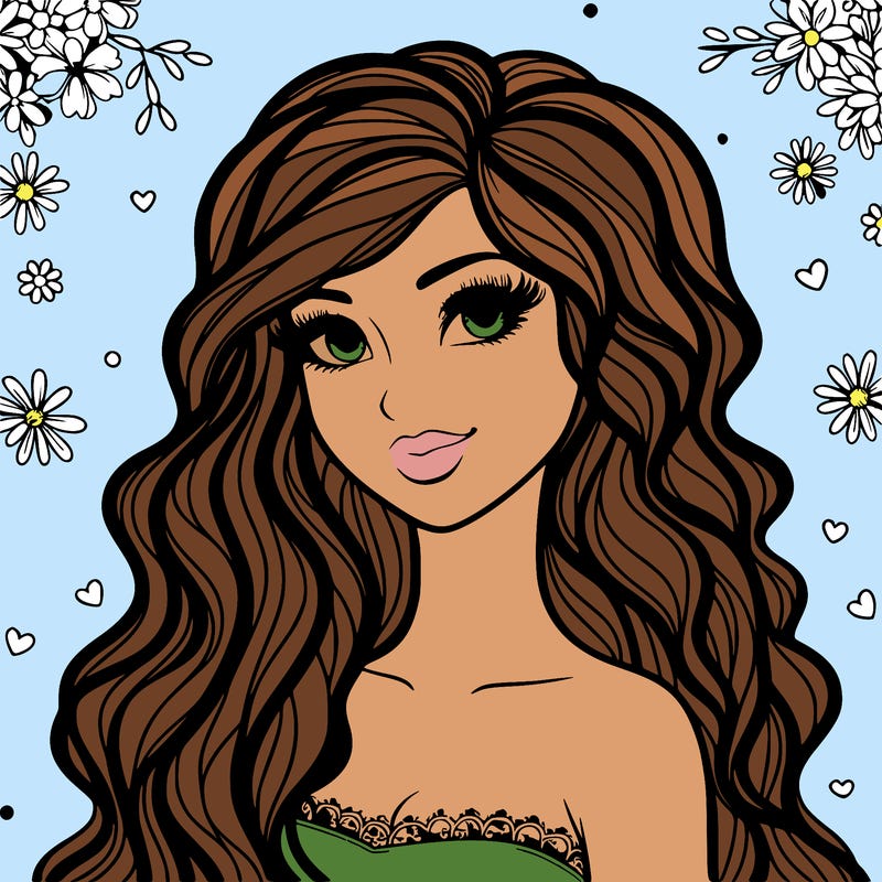 pretty woman with long wavy hair