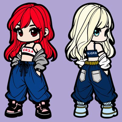 girl in crop top and baggy pants