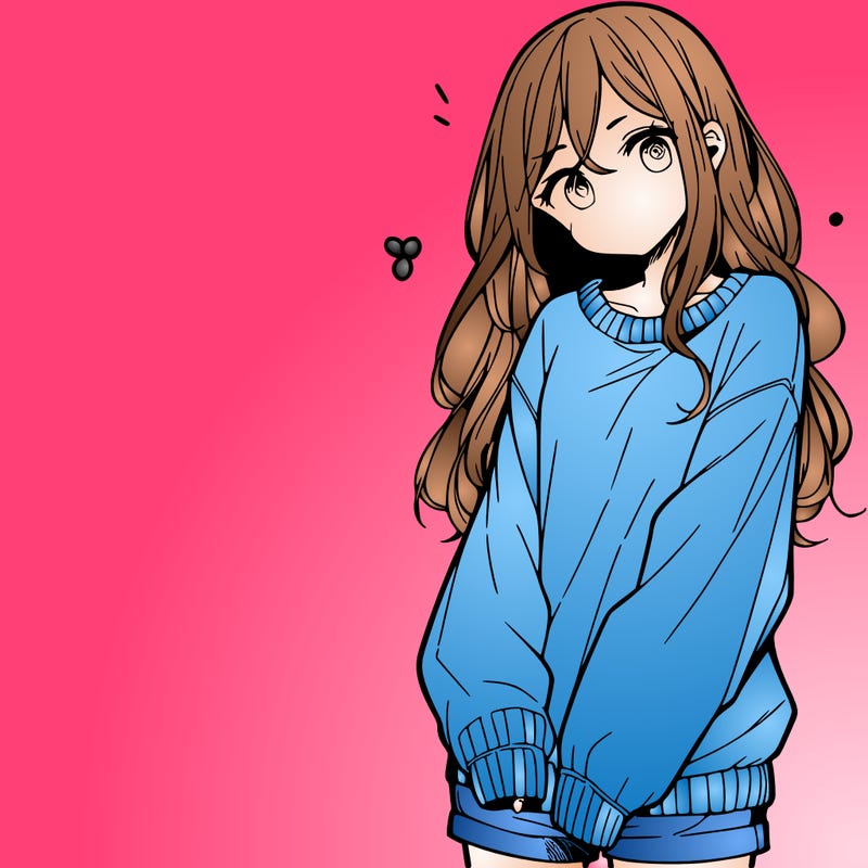 manga teen girl  in a sweater and baggy pants