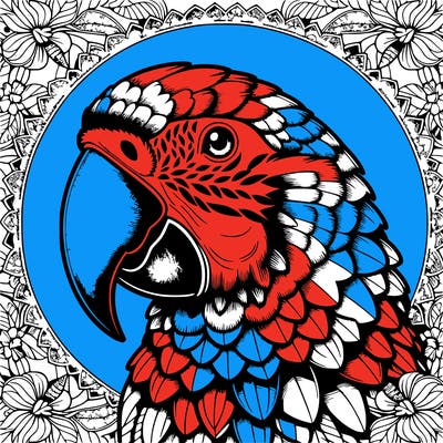 realistic parrot mandala