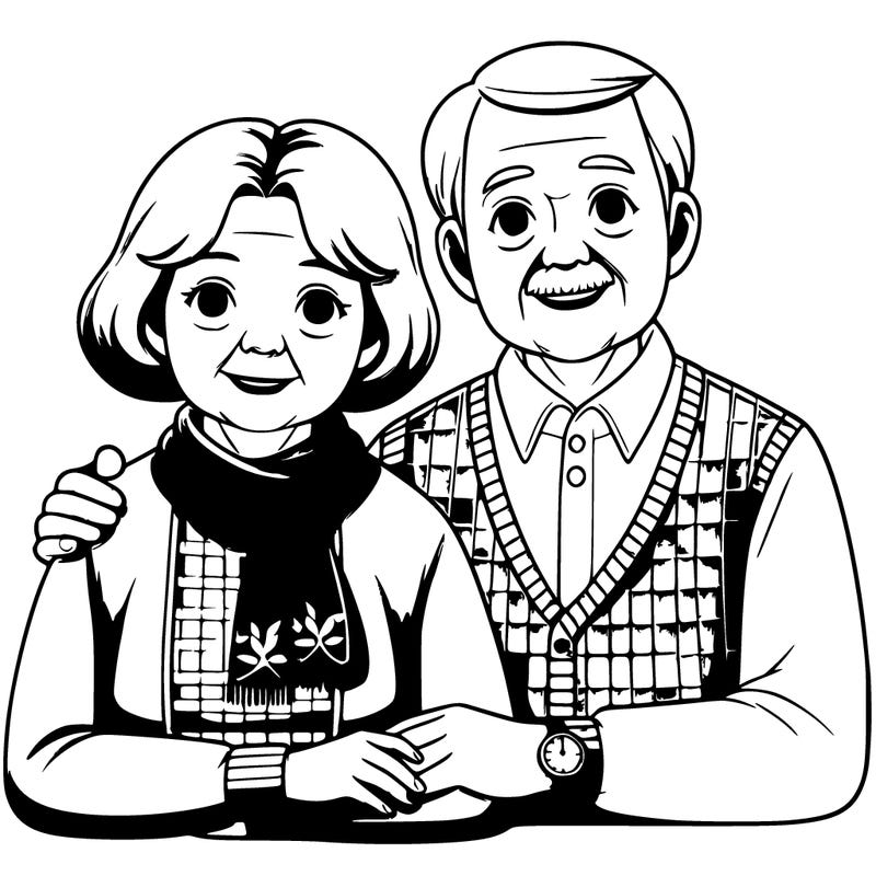 realistic elderly couple
