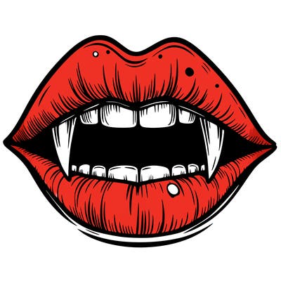 lips with vampire teeth
