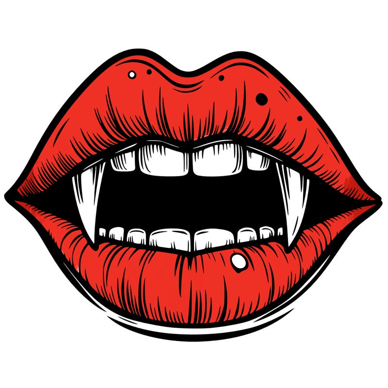lips with vampire teeth