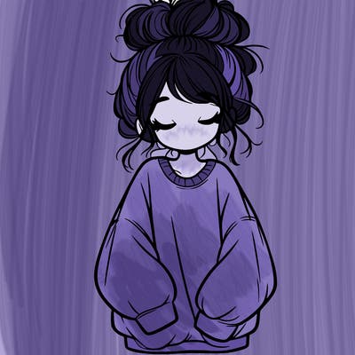girl with baggy sweatshirt and messy bun