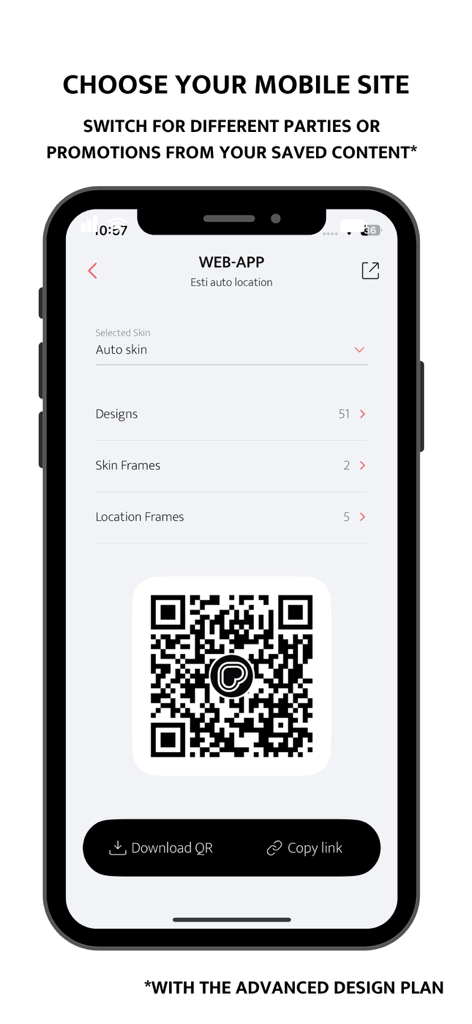 Ripples -Drink Personalization - Interface for managing customer mobile site and QR codes in the Ripples app