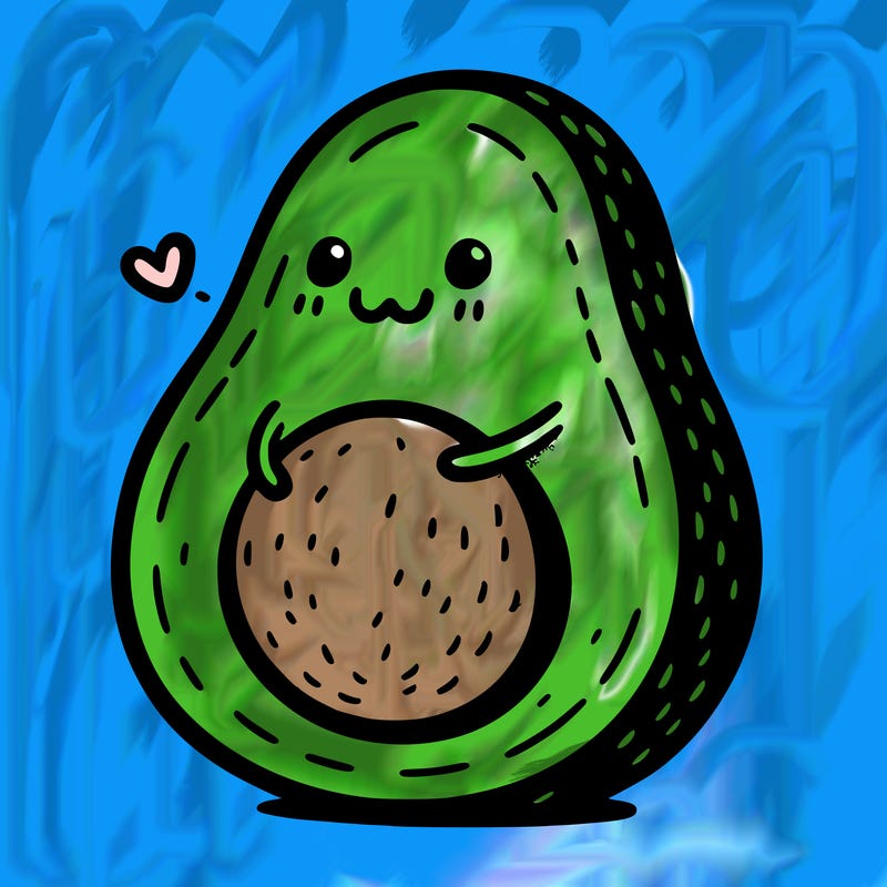 an avocado hugging an avocado