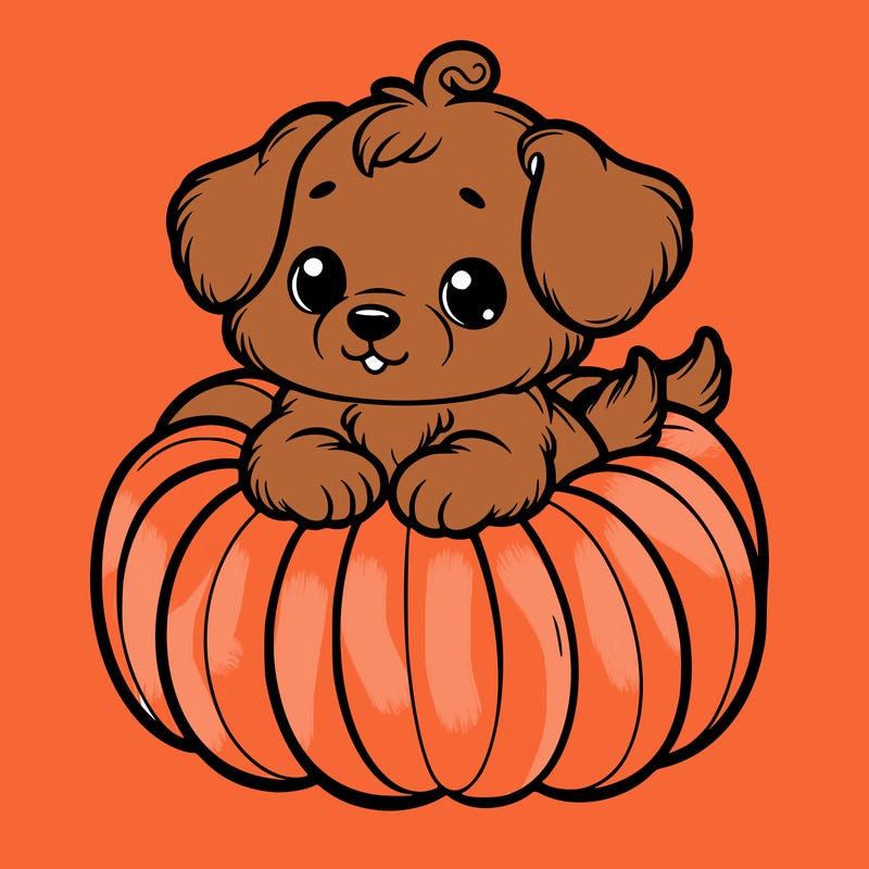 cute little puppy in a pumpkin