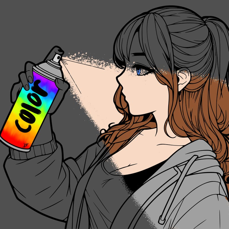 a realistic girl spray, painting