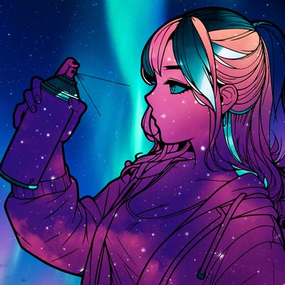 a realistic girl spray, painting