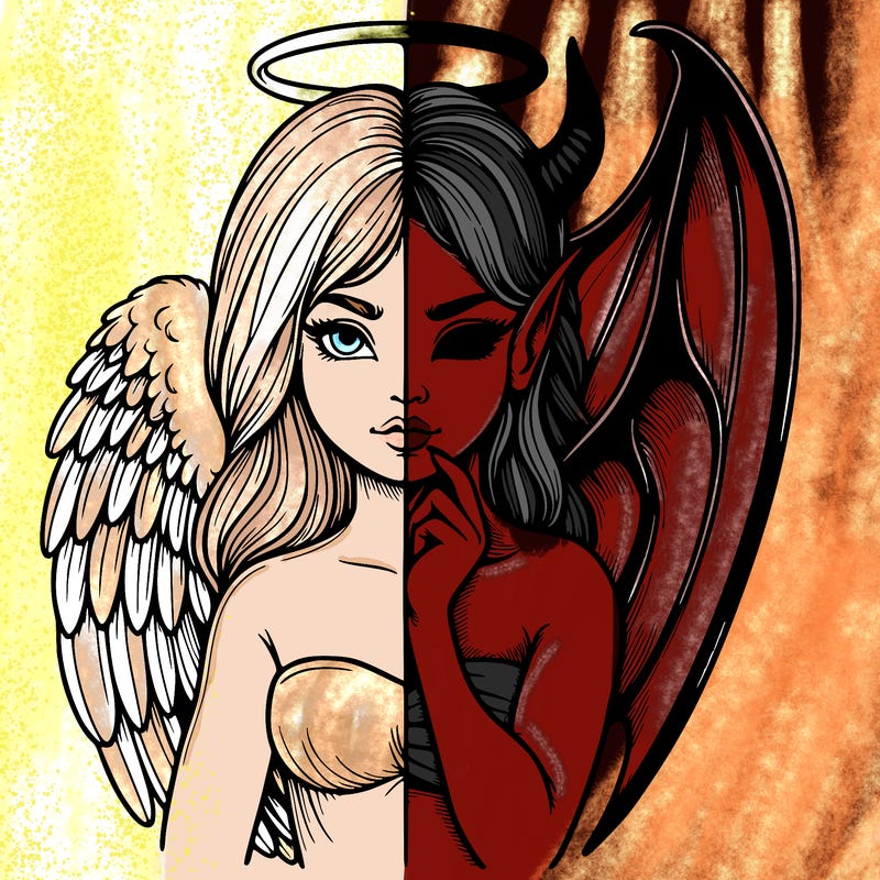 realistic angel half demon