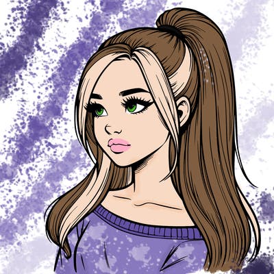 realistic girl with a high ponytail