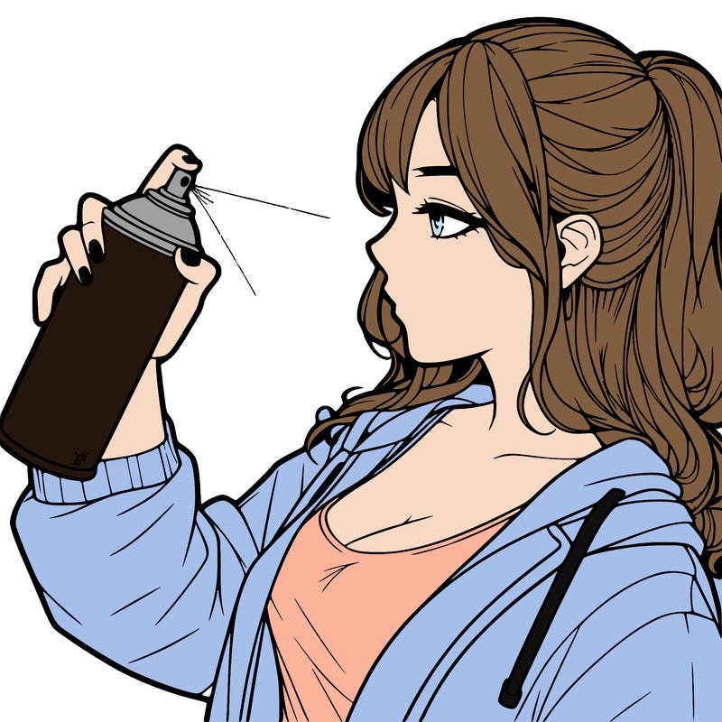a realistic girl spray, painting