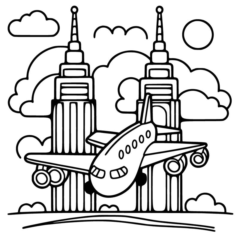 plane with two towers