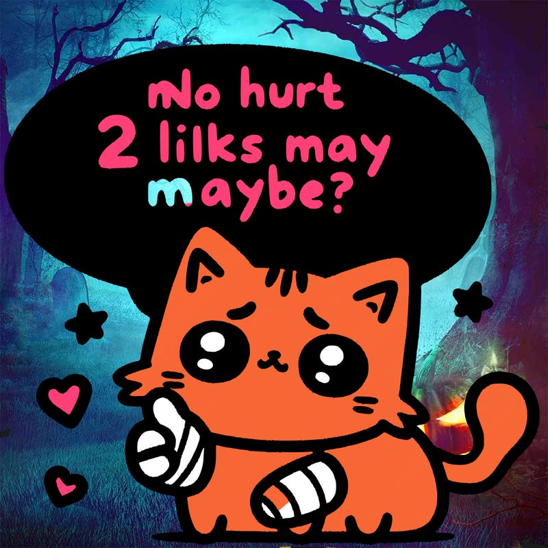 cute cat thats been hurt saiying 2 likes maybe