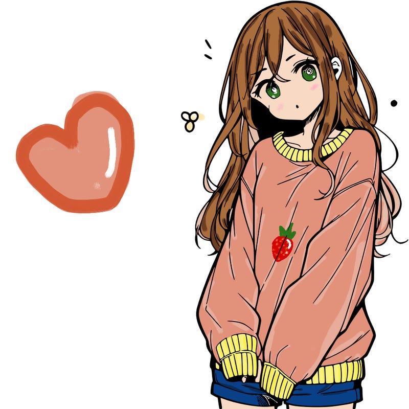 manga teen girl  in a sweater and baggy pants