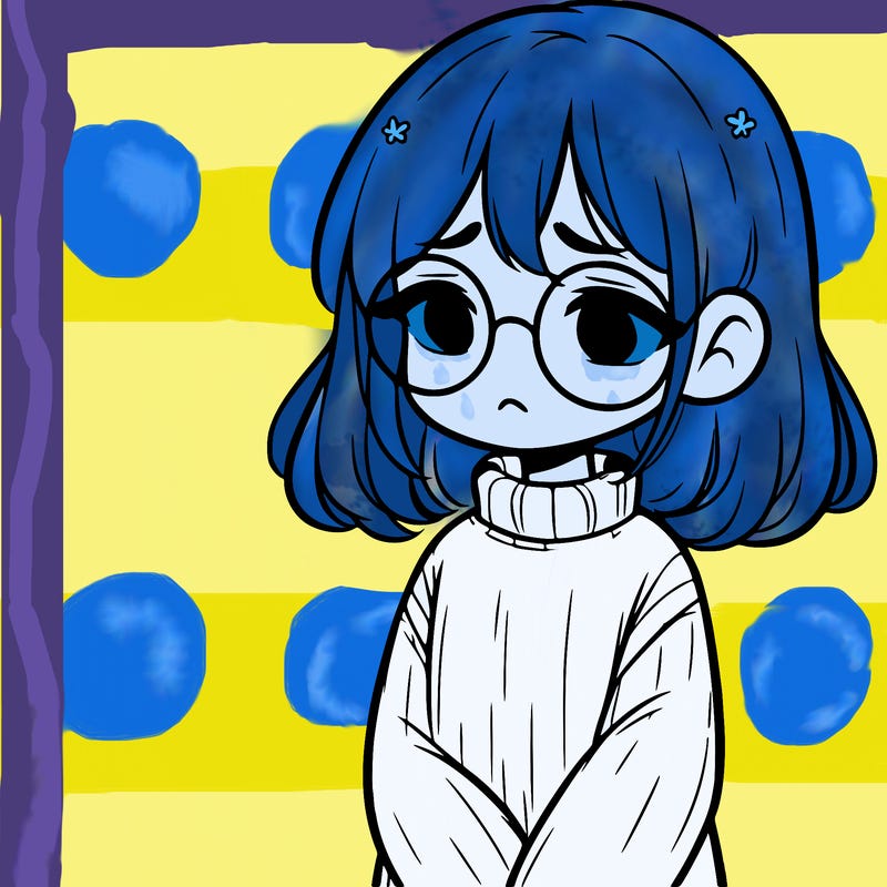 sad girl with glasses in a sweater
