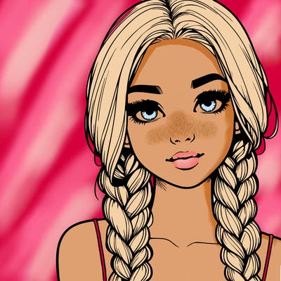 realistic girl with braids