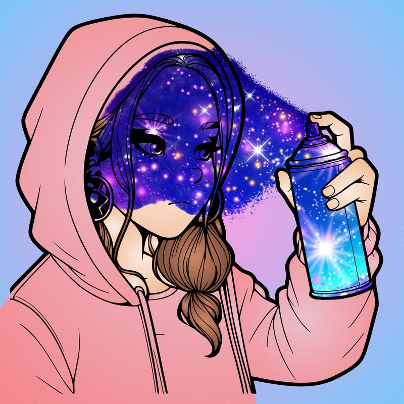 a realistic girl, spray painting