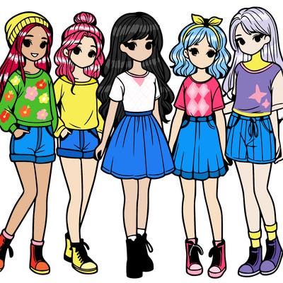 a group of five girls