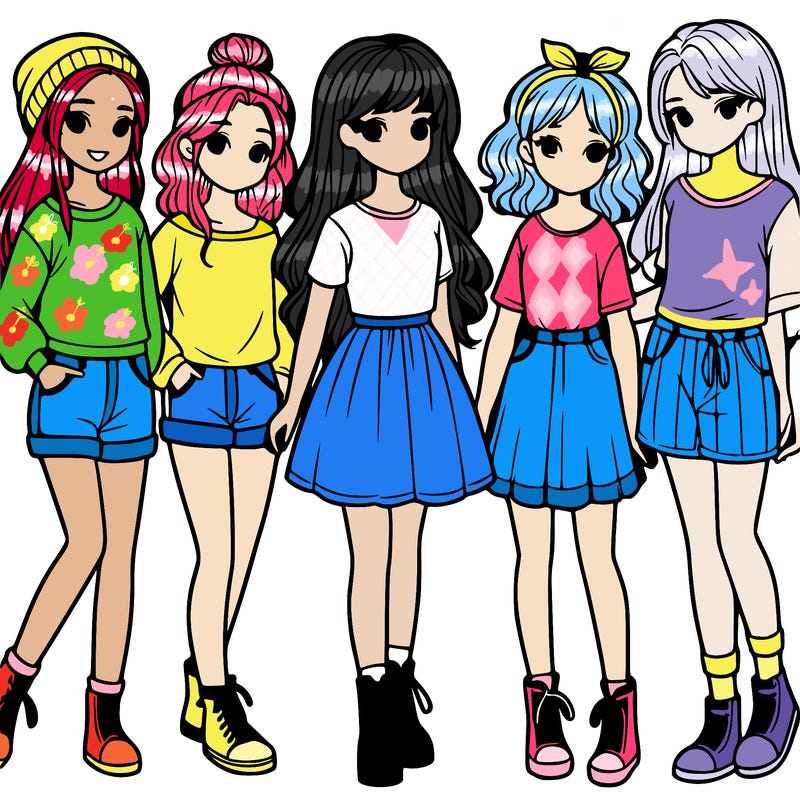 a group of five girls