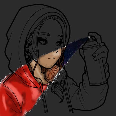 a realistic girl, spray painting