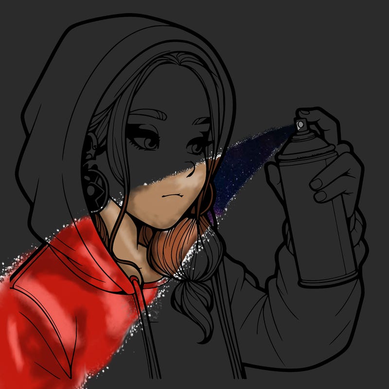 a realistic girl, spray painting