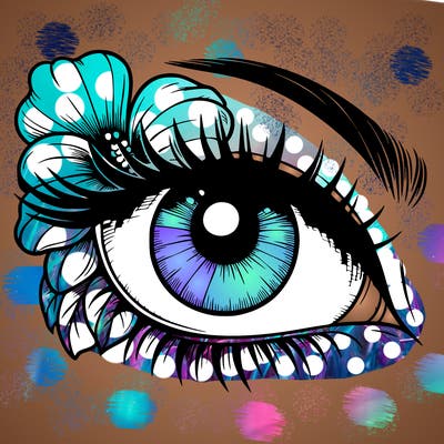 realistic eye with flower