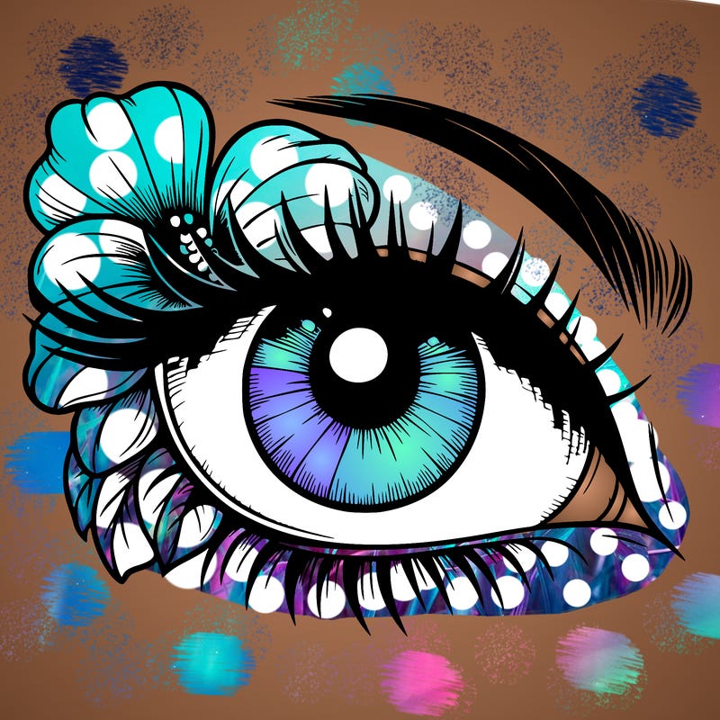 realistic eye with flower