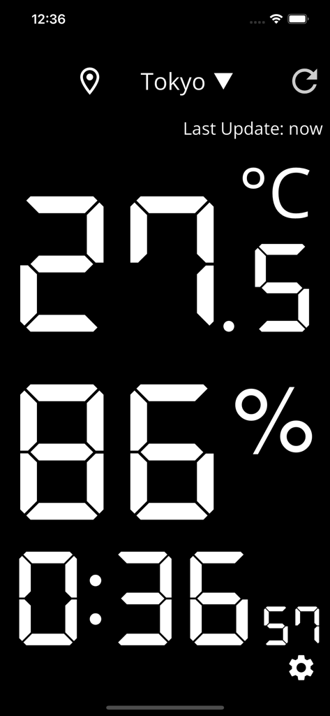The Thermometer -Digital- - Digital thermometer and humidity meter interface with a black background