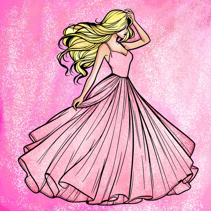 realistic woman with dress flowing in the wind