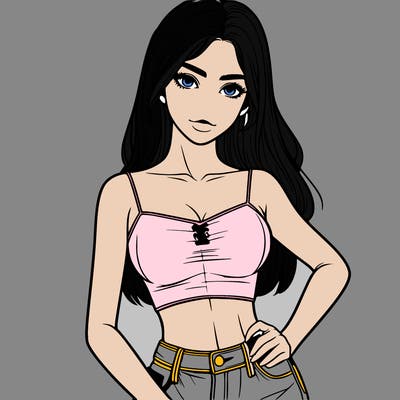 realistic girl in crop top